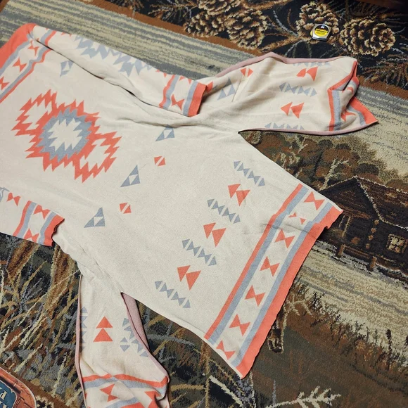 Geometric Patterned Cardigan - Cream and Orange - Picture 11 of 11